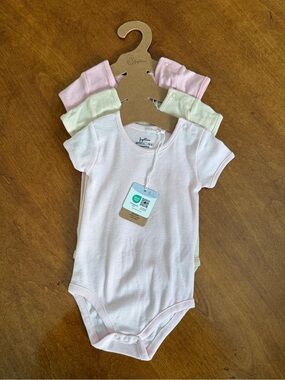 Organic Cotton 3-Pack Pastel Baby One-Piece Bodysuits - Pink, Cream, Light Pink